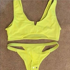 neon yellow shein bikini